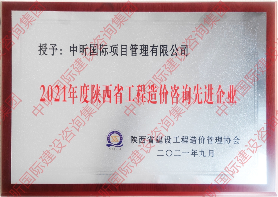 2021年度陕西省开云集团中国有限开云集团中国有限公司官网
官网造价咨询先进企业
